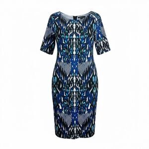 Rabbit Rabbit Rabbit Designs Crew Neck Elbow Length Shift Dress Multicolor Sz 14